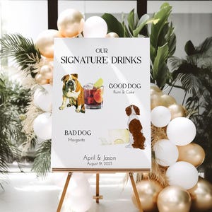 Custom Pet Wedding Drink Sign, Signature Cocktail Pet Sign, Wedding Bar Decor, Dog Cat Bar Sign