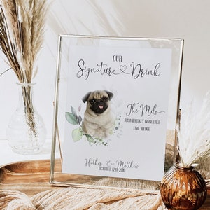 Pet Signature Drink Wedding Sign, Dog or Cat Bar Decor, Wedding Drink Menu, Personalized Wedding Bar Sign