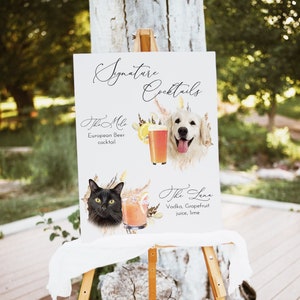 Pet Signature Drink Wedding Sign, Dog or Cat Bar Decor, Wedding Drink Menu, Personalized Wedding Bar Sign