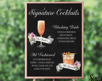 Wedding Signature Drinks Sign Printable, Bride and Groom Drink Sign, Signature Drink Sign, Cocktail Sign, Cocktail Menu