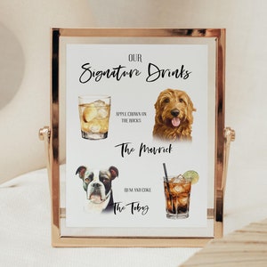 Pet Signature Drink Wedding Sign, Dog or Cat Bar Decor, Wedding Drink Menu, Personalized Wedding Bar Sign
