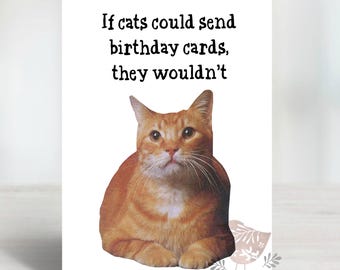 Funny Cat Birthday Card, Sarcastic Pet Lover Gift