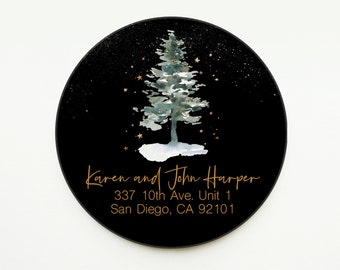 Christmas Tree Address Labels, 2 Inch Round Stickers