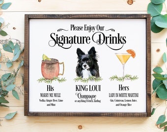 Pet Signature Drink PRINTED Sign Bar Menu Sign Dog Drink Sign Dog Signature Drinks Cat Sign Wedding Decor Sign