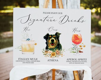 Pet Signature Drink PRINTED Sign Bar Menu Sign Dog Drink Sign Dog Signature Drinks Bad Dog Sign, Wedding Sign