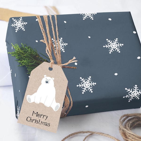 Snowflake Gift Wrap, Blue Christmas Wrapping Paper, Holiday Paper Sheets