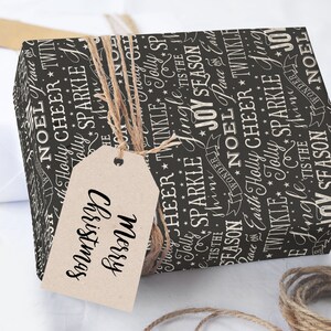 Christmas Wrapping Paper - Black Chalkboard Style Wrap