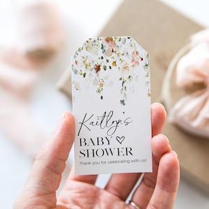 Wildflower Baby Shower Gift Tags PRINTED Gift Tags with string, Baby Favor Tag, Thank you Gift Tag
