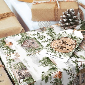 Rustic Woodland Christmas Wrapping Paper Roll, Holiday Gift Wrap, Festive Wrapping Paper, Christmas Sheets, Seasonal Gift Wrap