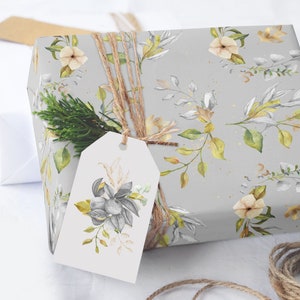 Floral Greenery Wedding Wrapping Paper Sheets, Wrapping Paper Roll