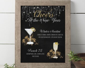 Wedding Signature Drink Sign PRINTED, Bar Menu, Cocktail Sign New Years Bar Sign, Cheers to a New Year