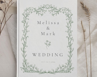 Luxury Wedding Guest Book, Gold Foil Wedding Guestbook, Elegant Reception Sign In Book