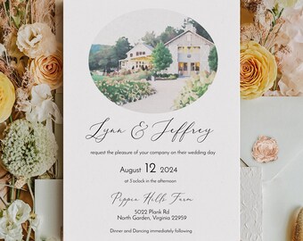 Venue Wedding Invitation Editable, Elegant Template Download, Elegant Outdoor Wedding Editable, QR Code RSVP, Digital Wedding Invitation