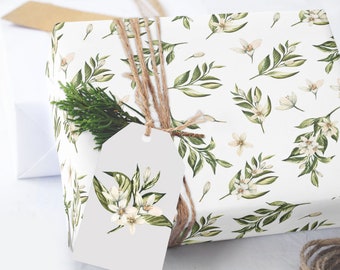 Greenery Boho Botanical Wrapping Paper, Mother’s Day Gift Wrap, Bridal Shower Luxury Gift Packaging