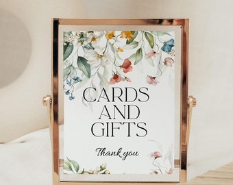 Wildflower Cards and Gifts Sign Template, Editable Bridal Shower Decor (Digital Download)