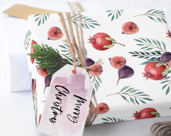 Fruit Fig Christmas Wrapping Paper, Holiday Wrapping Paper Roll, Gift Wrap
