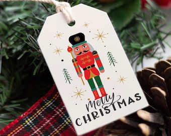 Nutcracker Christmas Gift Tag, Christmas gift tag, Holiday Gift Tags, PRINTED Gift Tags with string