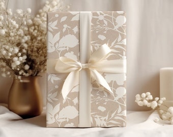 Elegant Floral Kraft Wrapping Paper Sheets, Bridal Shower, Wedding Gift Wrap
