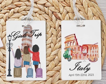 Luggage Tags Personalized, Italy Rome Girls Trip Tag, Luggage tags for women, Europe Trip Tag,