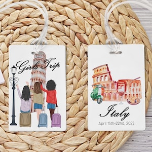 Luggage Tags Personalized, Italy Rome Girls Trip Tag, Luggage tags for women, Europe Trip Tag, Custom Luggage Tags