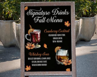 Signature Drink Sign Wedding PRINTED, Signature Drinks Sign, Signature Cocktail Sign, Bar Menu Sign, His and Hers Drinks, Bar Sign