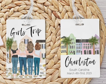 Luggage Tags Personalized, Charleston, NC Bridal Shower Girls Trip Weekend, Luggage tags for women