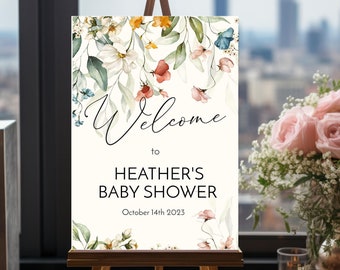 Wildflower Baby Sprinkle Welcome Sign, Baby Shower, Any Event (Editable)