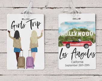 Personalized Luggage Tag, Girls Trip Hollywood, Custom Travel Accessory