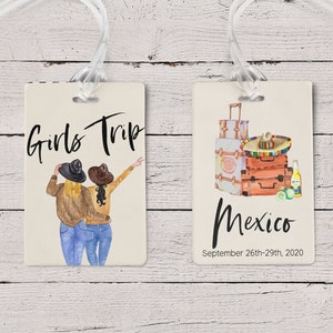 Luggage Tags Personalized, Bridal Shower Girls Trip Mexico, Aluminum Metal, Best Friend Gifts luggage tags for women image 3