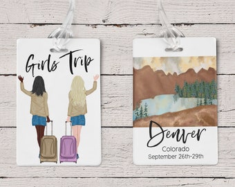 Personalized Luggage Tag, Girls Trip, Custom Location