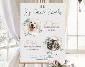 Pet Signature Drink PRINTED Sign Bar Menu Sign Dog Drink Sign Dog Signature Drinks Cat Sign Wedding Decor Sign