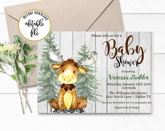 moose baby shower invitations