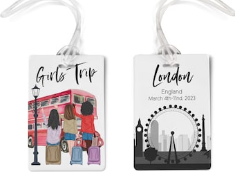 Personalized London Trip Luggage Tag, Girls Vacation Keepsake