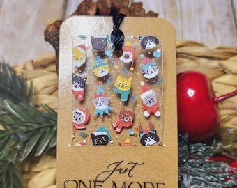 Christmas Bookmark with Tassel, Holiday Bookmarks, Cat Bookmark, Unique Bookmark, Handmade Bookmark, Kitty Bookmark