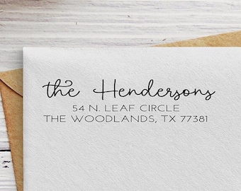 Custom Calligraphy Return Address Stamp, Elegant Cursive Self Inking Stamp, Personalized Address Stamper, Wedding Envelope Stamp