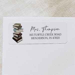 Books Address Labels, Book Lover Return Address Label, Gift For Reader, Book Stack, Bookworm, Bookish, Personalized