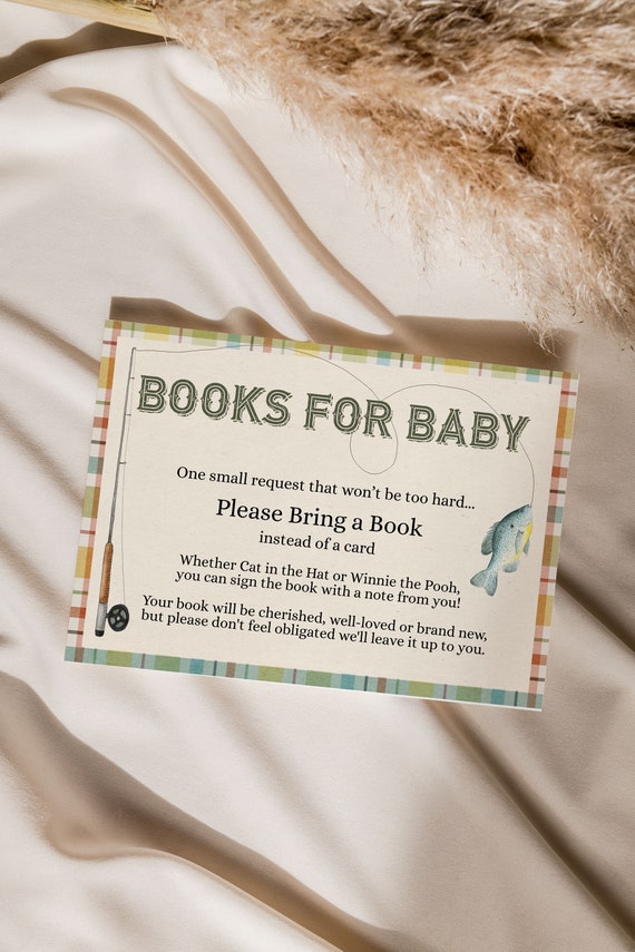 Fishing Baby Shower Book Request Card, Rustic Decor (Instant Download)