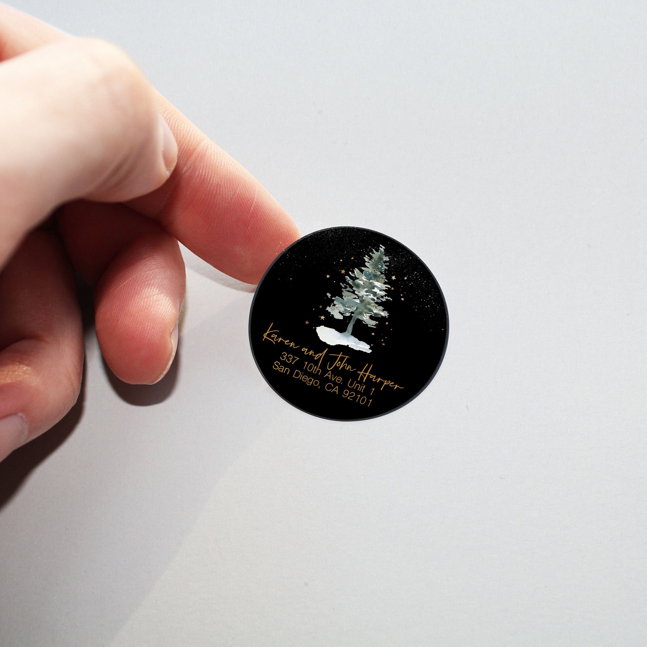 Christmas Tree Return Address Sticker 2 Inch Circle Return Etsy