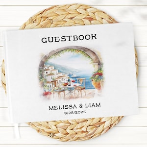 Mediterranean Wedding Guest Book, Photo Book, Wedding Gift, Italian Wedding Gift Decor, Custom Watercolor Book,
