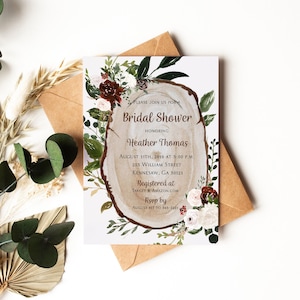 Rustic Boho Bridal Shower Invitation Printable