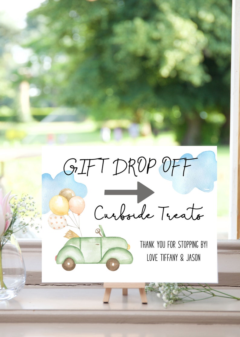 Drive By Baby Shower Sign Printable Sign Gift Drop Off Etsy