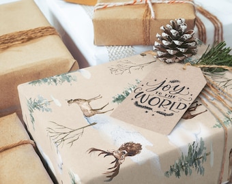 Rustic Woodland Deer Christmas Wrapping Paper