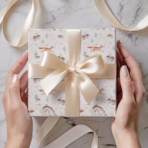 Wild Fox Wrapping Paper, Baby Shower Gift Wrap, Luxury Gift Packaging