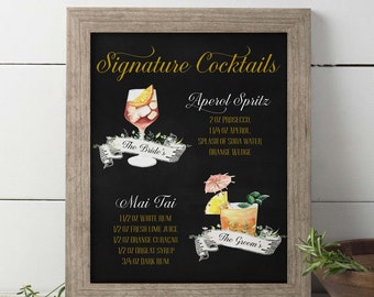 Wedding Signature Drink sign, Bar Menu Sign, Cocktail Bar Sign, Printable wedding decor