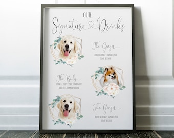 Pet Signature Drink Wedding Sign, PRINTED-ART-RIGID Board