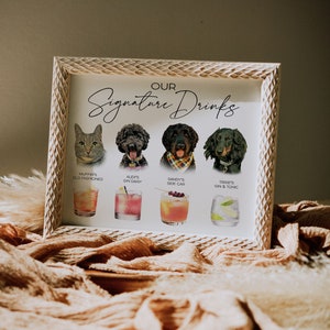 Pet Signature Drink Sign Wedding, Custom Cocktail Sign, Dog Wedding Decor, Cat Wedding Sign, Personalized Bar Sign