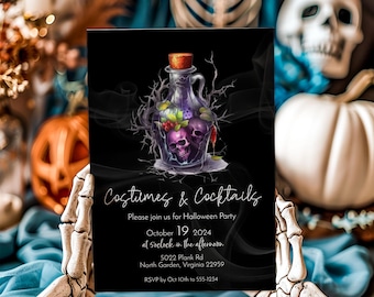 Costumes & Cocktails Halloween Party Printable Invitation Template (Instant Download)