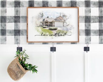 Custom Watercolor House Portrait, New Home Gift, Wall Art (JPG & PDF)