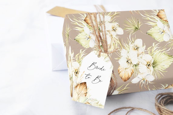 Boho Tropical Flowers Wrapping Paper Sheets, Wrapping Paper Roll, 20 X 29 