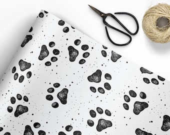 Dog Paws Birthday Wrapping Paper Sheets, Wrapping Paper Roll, Pet Gift Wrap